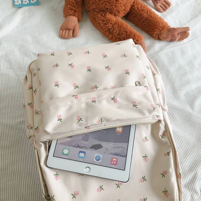 Waterproof Flower Print Large Capacity Backpack Shoulder Bag For Women Bookbags Student Teenager School Bag Travel Rucksack 2025