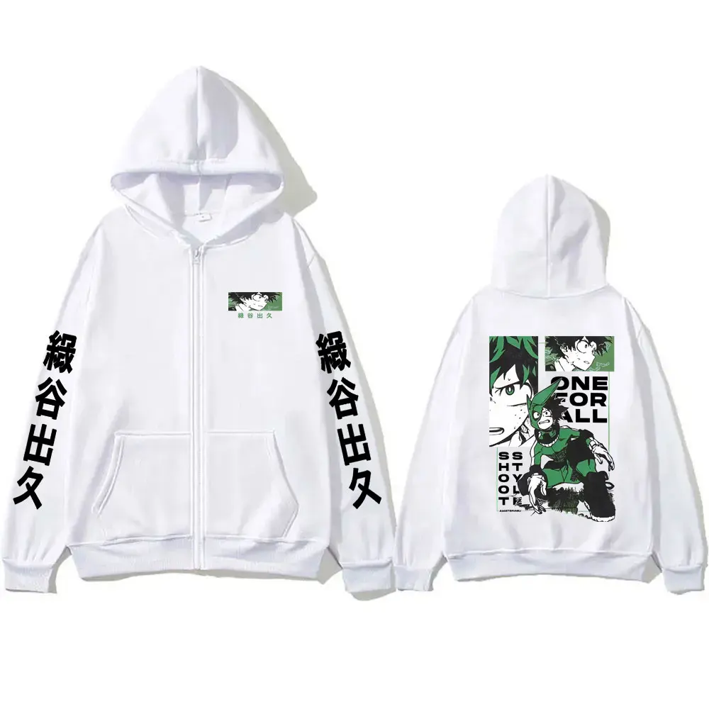 Anime My Hero Academia Midoriya Izuku Reißverschluss-Hoodie für Männer und Frauen Lässige Vintage Zip-Up-Jacke Manga Cosplay Zip-Up-Sweatshirt – Detail 7