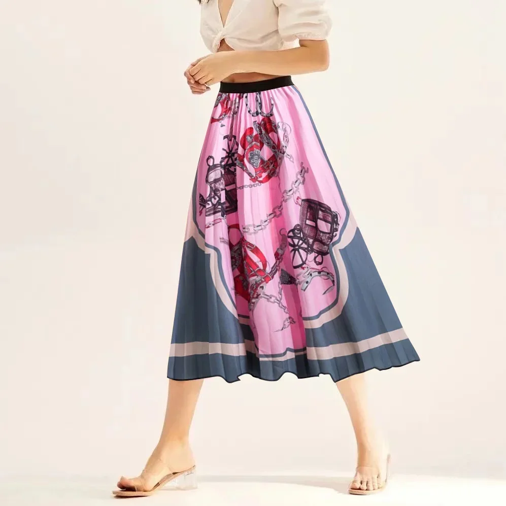 Summer new fashion beautiful print pleated skirt ladies skirt wholesale