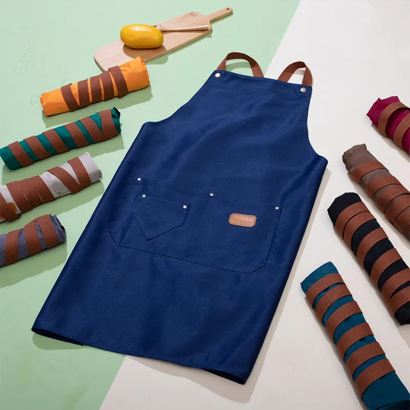 Fashion Kitchen Waterproof Aprons for Woman Men Chef Work Apron for Grill Restaurant Bar Shop Cafes Beauty Nails Studios Uniform