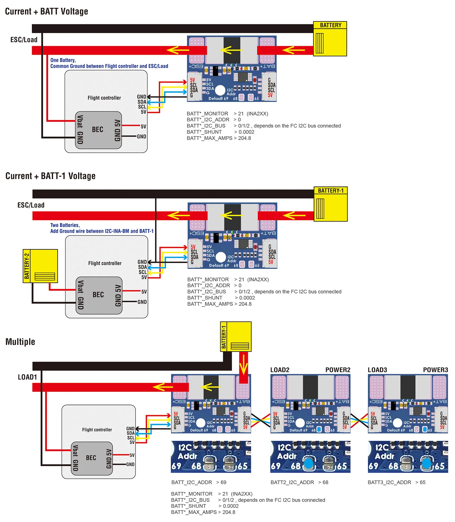 MATEK Mateksys ULTRA-PRECISE I2C POWER MONITOR,I2C-INA-BM Voltage sense 0~85V ±0.1% Current Sense 0~204.8A ±2% for RC FPV Drone