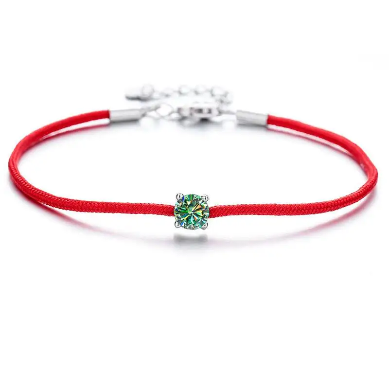 TY 0,5CT 925 Sterling Silber Moissanit Armband für Damen und Herren Glücksbringer Rotes Schnurarmband 12 Sternzeichen Armband Feiner Schmuck – Detail 9