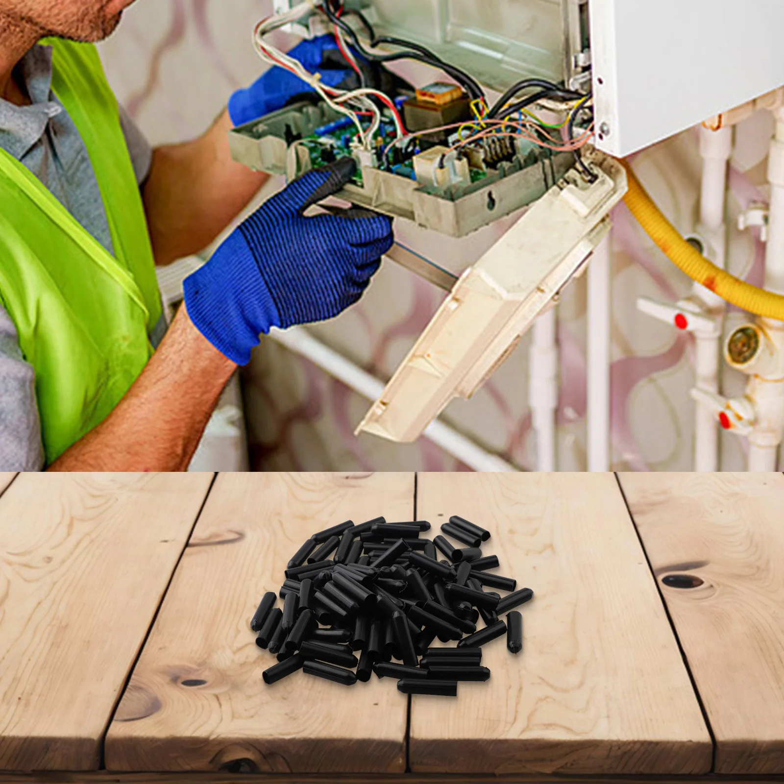Black Heat Shrink End 100 Pack for Wire Connection For Protection with High Dielectric Strength and Tensile Durability