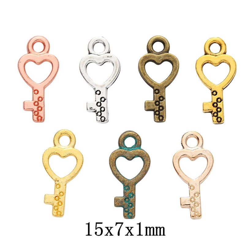 200pcs 15*7MM ZAKKA Grocery Creative Vintage Circle Element Key Handmade DIY, Bronze Popular Necklace Jewelry Pendant