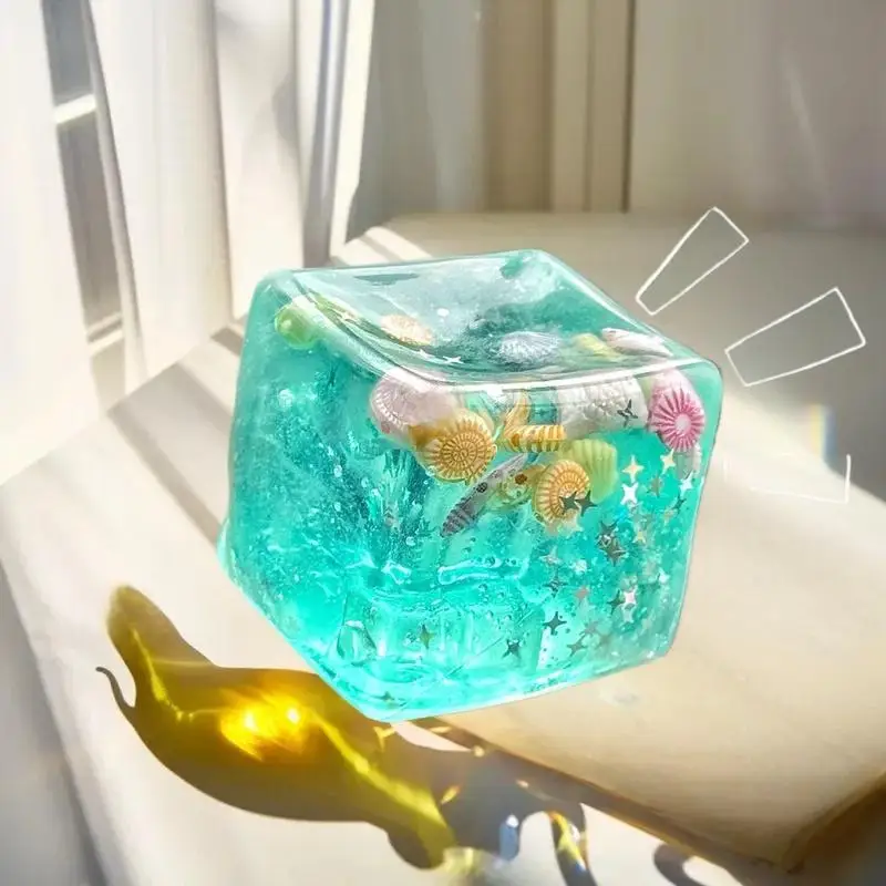 ギフトに最適なスクイーズストレスボール、タバのゆっくり上昇するオーシャンキューブ、リラックス用感覚フィジェットおもちゃ、子供と大人向け1個