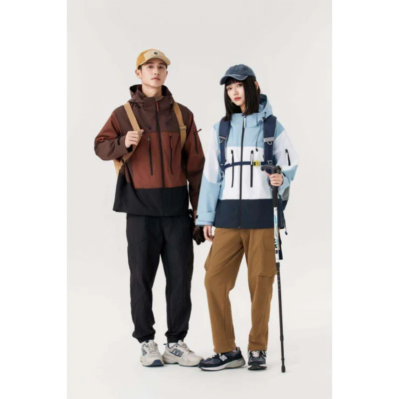 

GIOIOMская куртка, утолщенная внутренняя подкладка на флисовой подкладке, свободная повседневная куртка с капюшоном и цветными блоками, мужская зимняя куртка, пальто