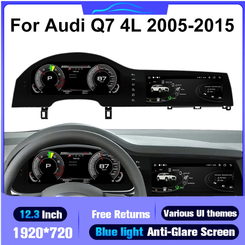 For Audi Q7 4L 2005-2015 Cluster Dash  Digital screen Carplay Auto speed Dash Cluster Virtual Cockpit 12.3inch+10.25inch