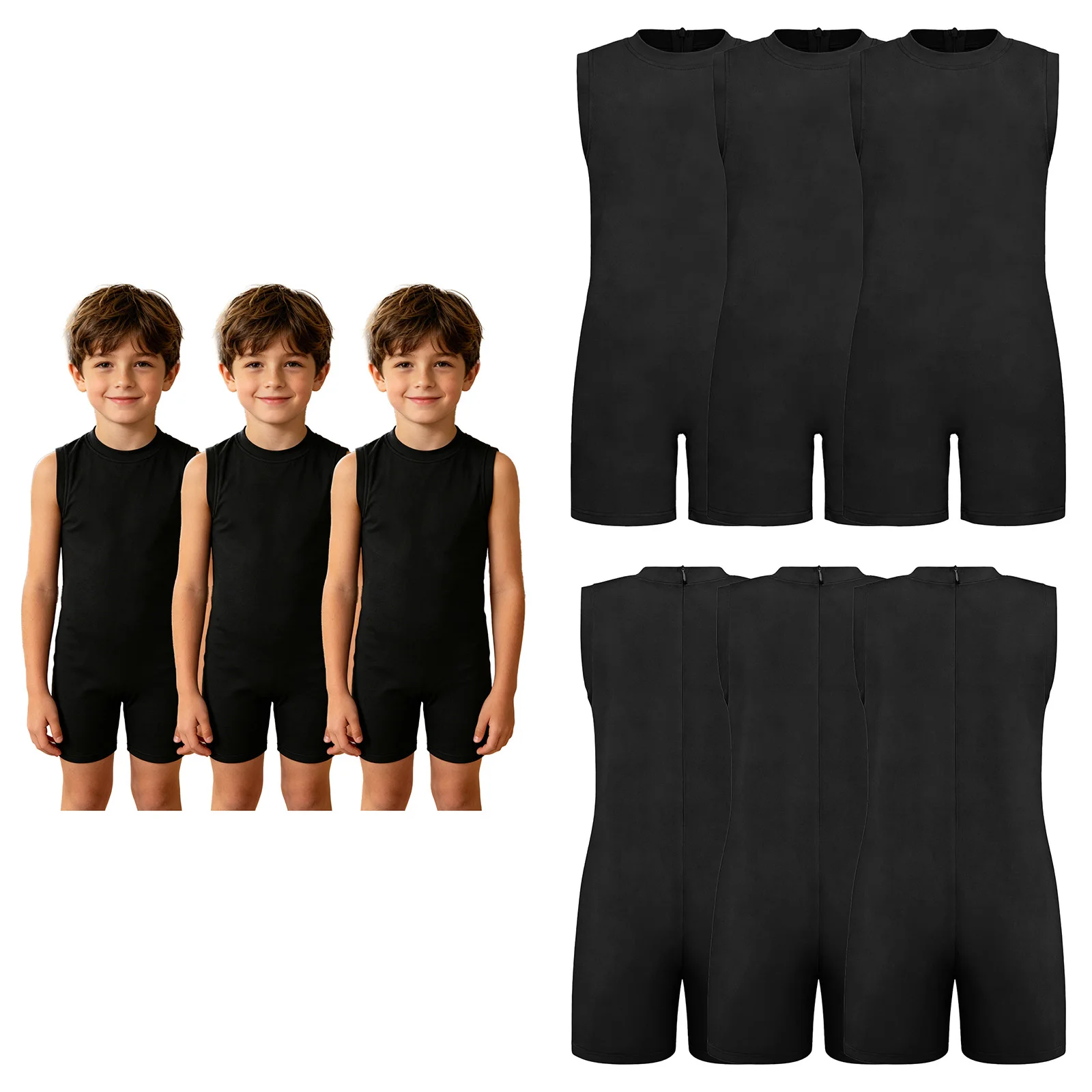 Kids Boys Girls Autism Special Needs Adaptive Clothing Back Zipper Anti-strip Jumpsuit Daily Wear Homewear Sleepwear 3Pcs/set