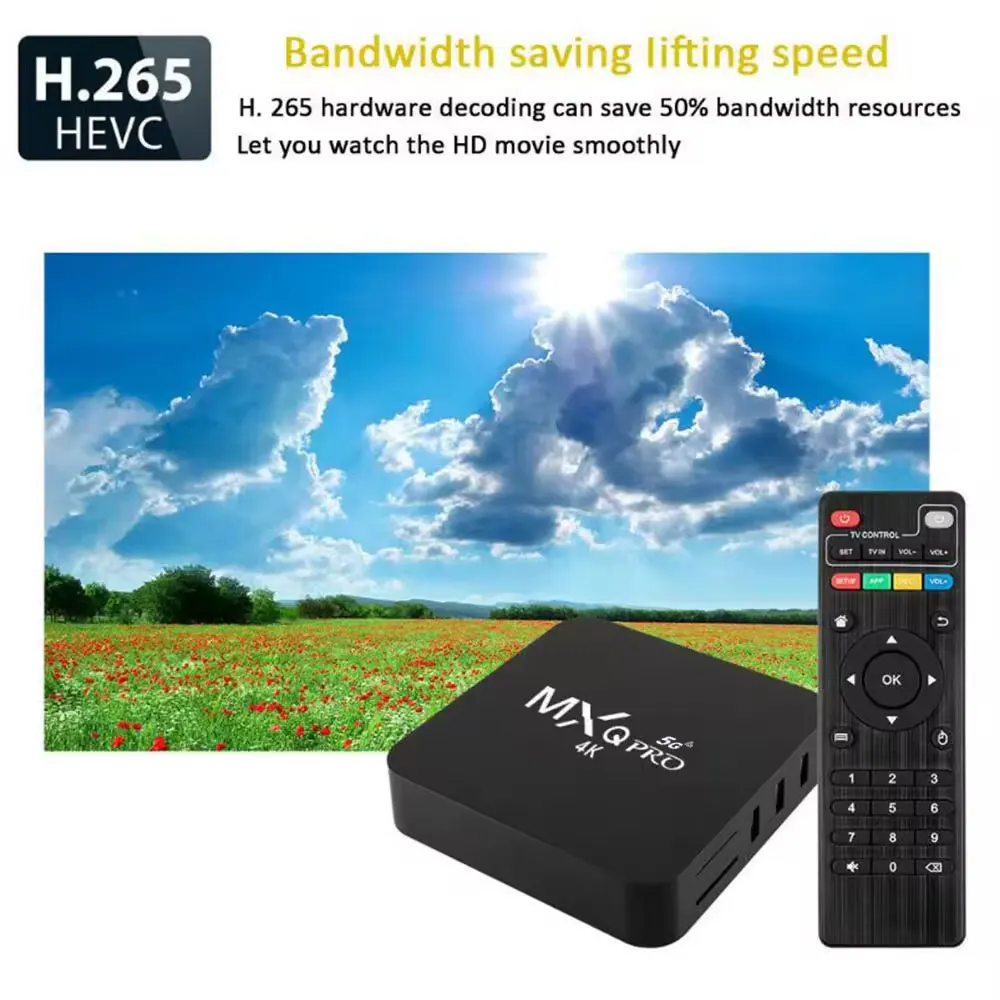 Kowankit 2026 MXQ PRO TV Stick Android 9.0 TV Box 5G 4K HDR Wifi Smart TV Box H313S HD Smart TV Box Voice Remote Set TOP Box