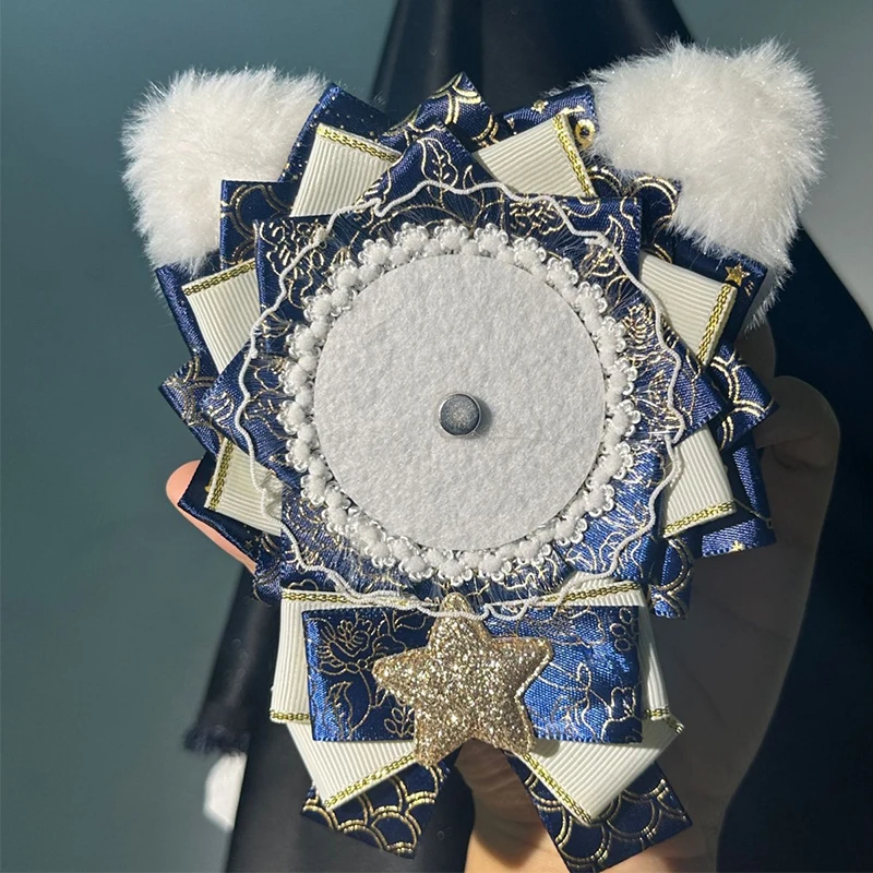 Lindo soporte para insignias con orejas de gato de encaje Lolita para bolso Ita de 58-75Mm, mochila escolar hecha a mano con lazo, accesorios de adorno Diy, soporte para insignia