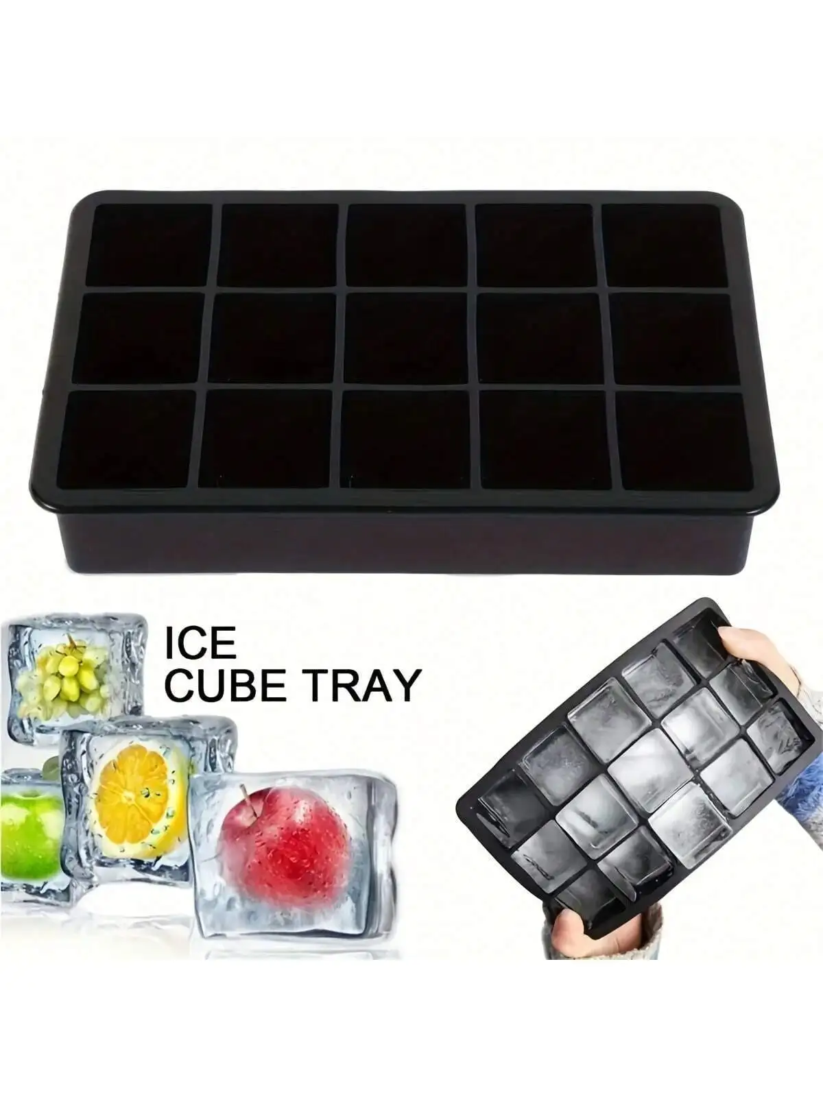 1개 소형 실리콘 얼음 트레이 - 원형 및 사각형 얼음 큐브, 벌집 모양 대형 사각형 블록 몰드 - 안전하고, 청소가 쉽고 편리함