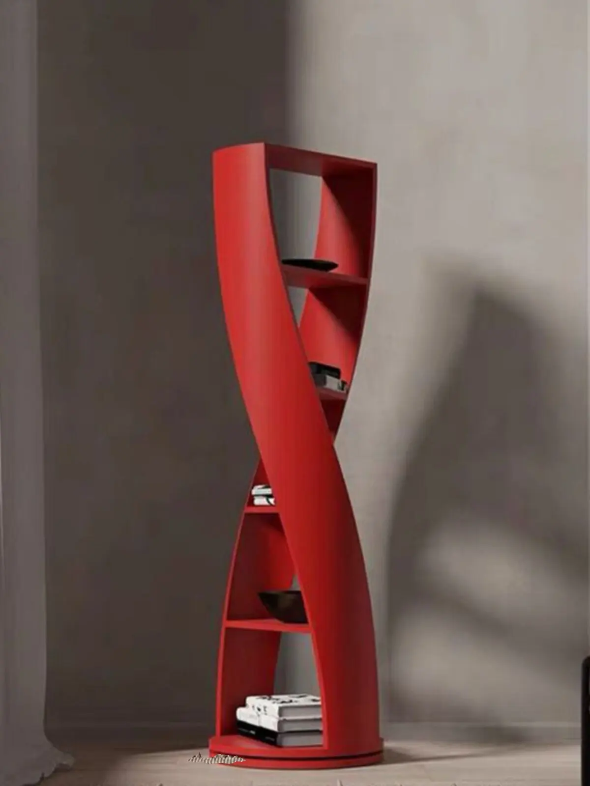 Nordic designer simple solid wood special-shaped bookshelf round shelf