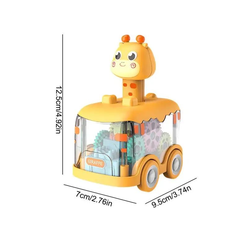 Zestaw zabawek do zabawy z napędem ciernym Cartoon Animal Design Transparent Push and Go Toy Trucks Pull Back Racing