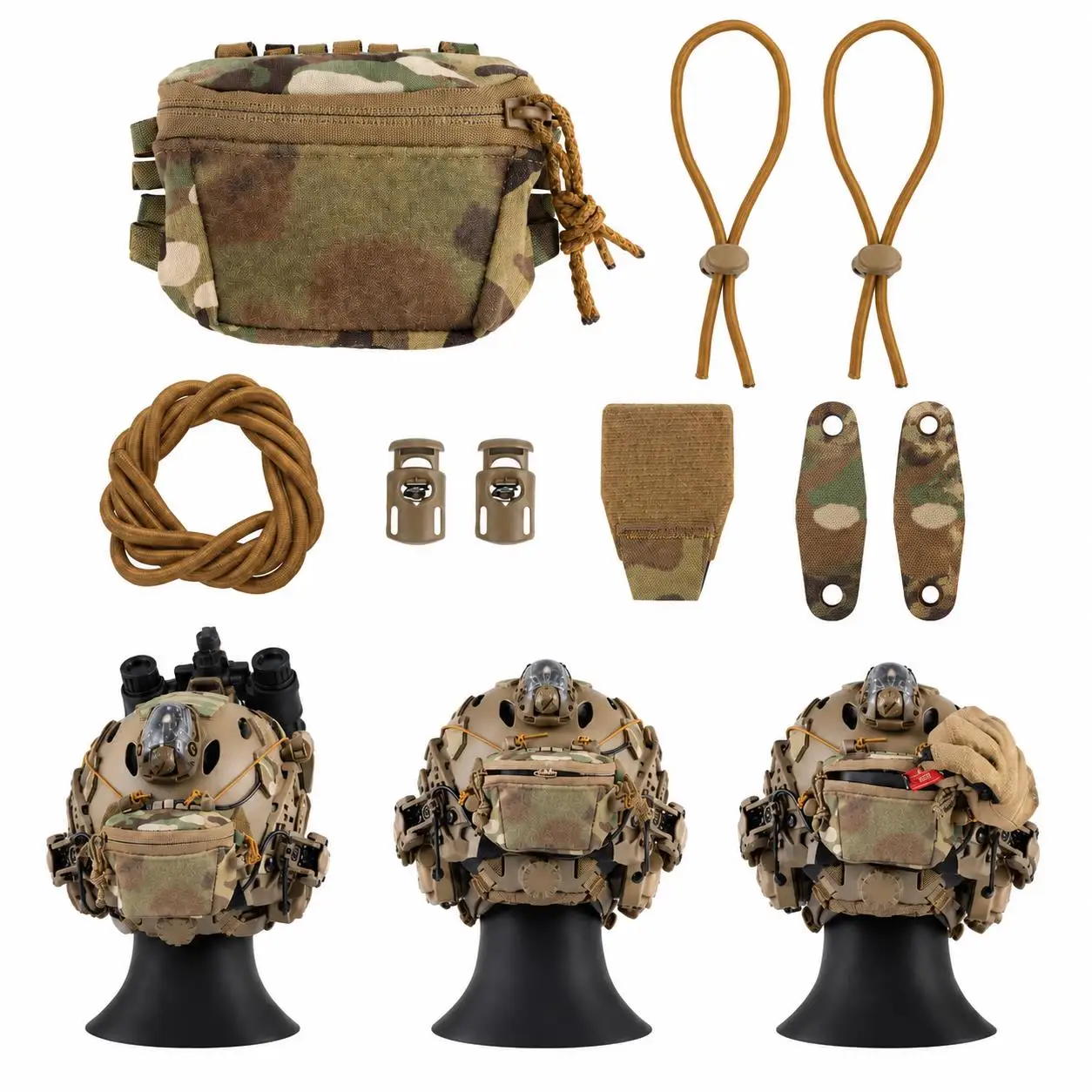 Poseidon Defense SC Helm Zubehör Aufbewahrungstasche Kabelkanal Kompatibel mit Nachtsichtgerät NVG Batteriebox Kamera Licht