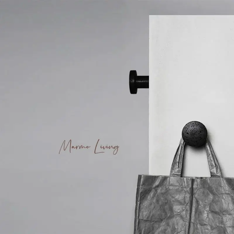 

European Luxury Wabi Sabi Wall Marble Hook Black Travertine Stone Creative Coat Hanger for Bedroom Living Room