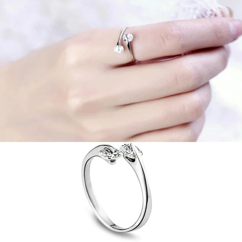 Fashion Zircon Crystal Rings for Women Brief Wedding Party Adjustable Open Rings Temperament Jewelry Finger Joint Ring as Gift