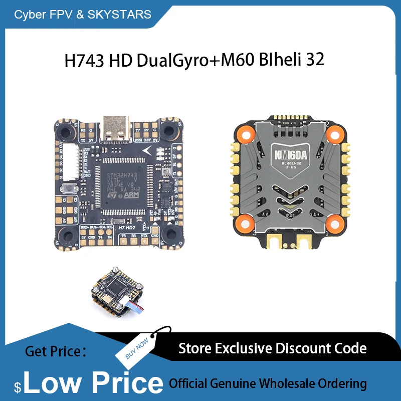 

SKYSTARS H743 HD DualGyro Flight Controller H7 X8 With OSD & KM60 60A BIheli 32 ESC