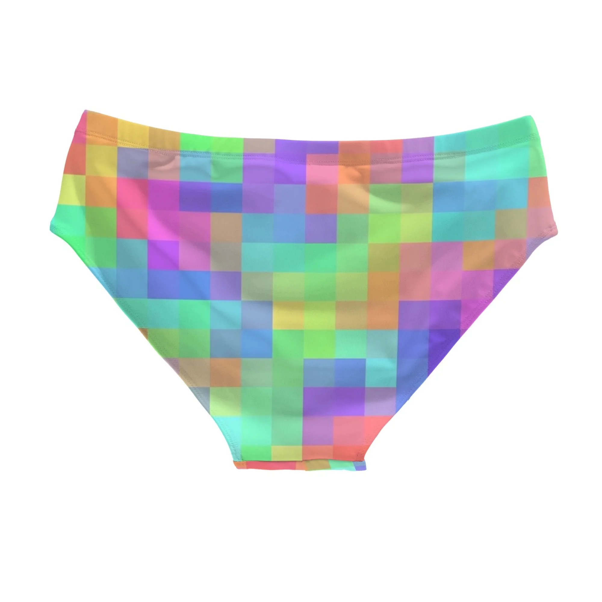 Pop Art Rainbow Pixel Plaid Men's Swimming Trunks Comfortable Stretch Beach Surfing Shorts Casual Sports Men's Briefs Swimwear