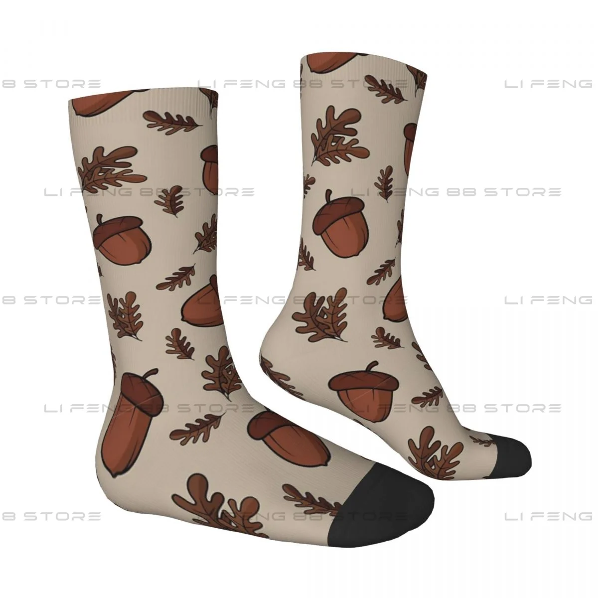 Acorns And Oak Leaves Pattern Unisex Winter Socks Outdoor Happy Socks Street Style Crazy Sock