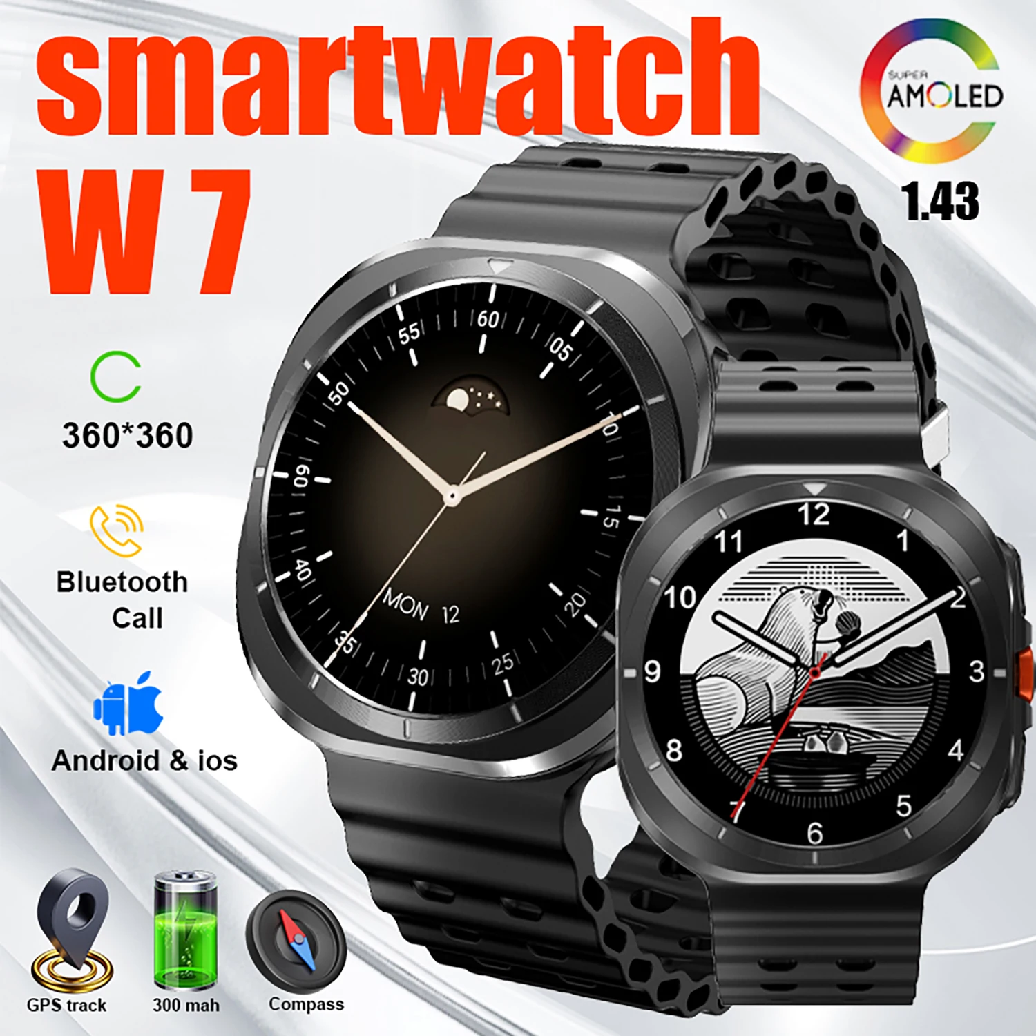 

DTWatch Ultra for Samsung Galaxy Smart Watch Men Women 4GB ROM USB Flash NFC GPS Compass Photo Album Heart Rate Sport Smartwatch
