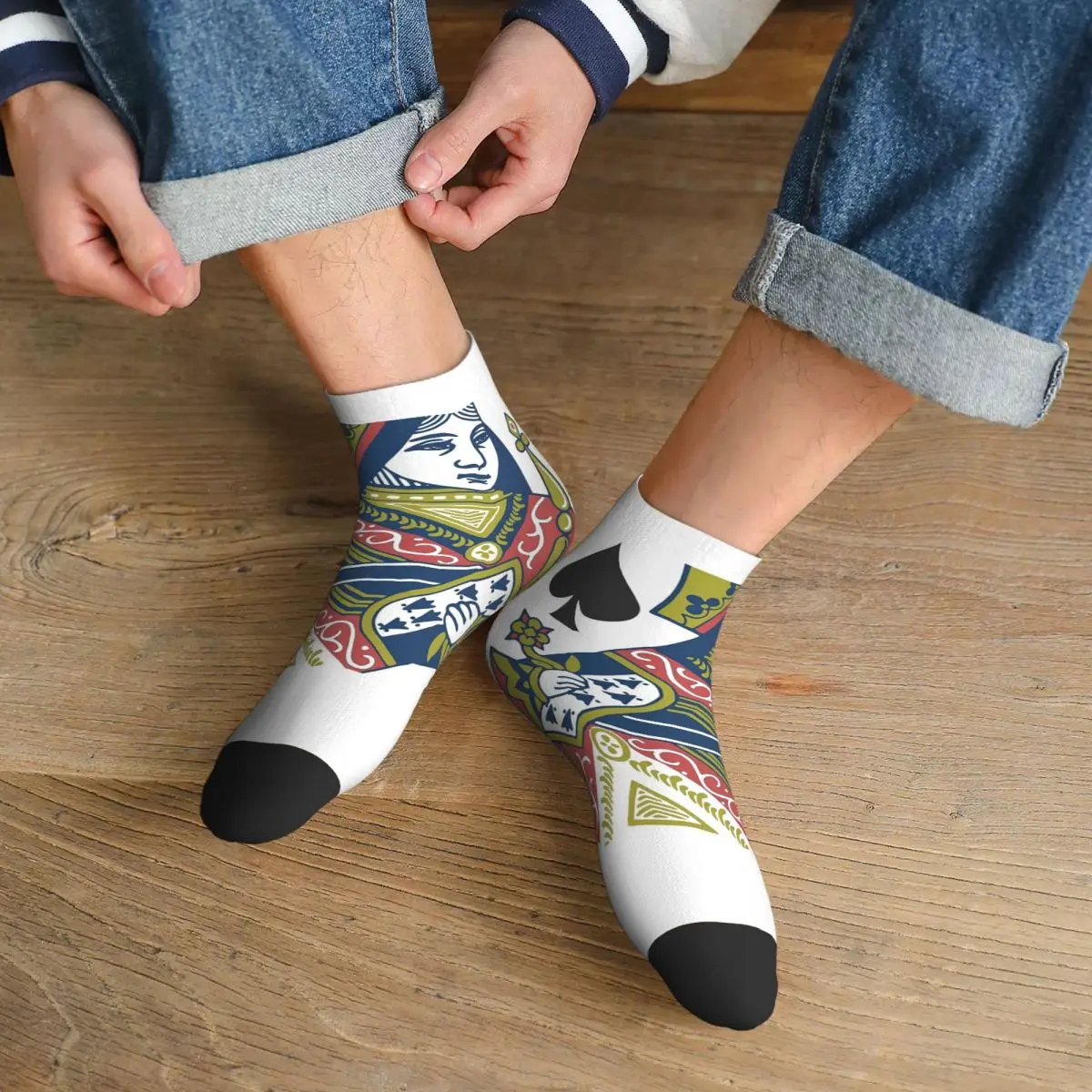 

Игральная карта - носки Queen Of Spades, чулки высокого качества в стиле Харадзюку, всесезонные носки, аксессуары для мужчин и женщин, подарок на день рождения