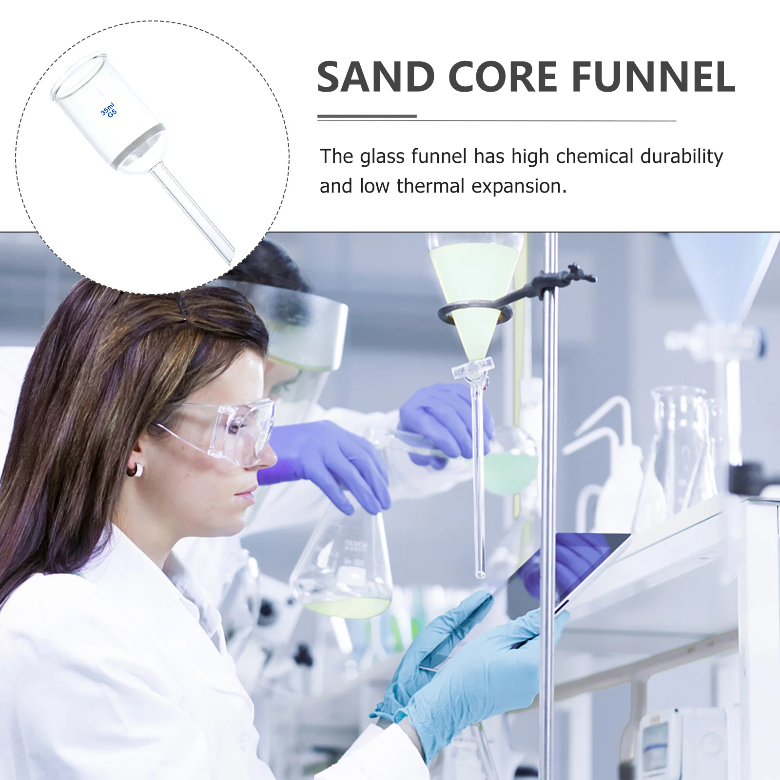 

Durable Glass Funnel Acid Resistant Smooth Round Edges Premium Material Creative Appearance Fine Workmanship Long Time Use