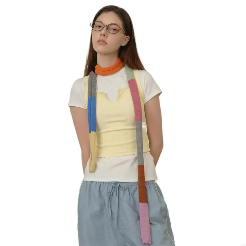 

Colorful Strips Choker Scarf for Women Knitted for Jeans Dresses