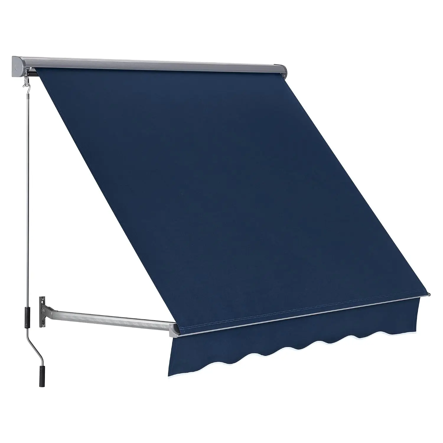 63" Patio Window Awning for Door Entrance, Aluminum Fully Assembled Manual Retractable Sunshade Canopy, Customized
