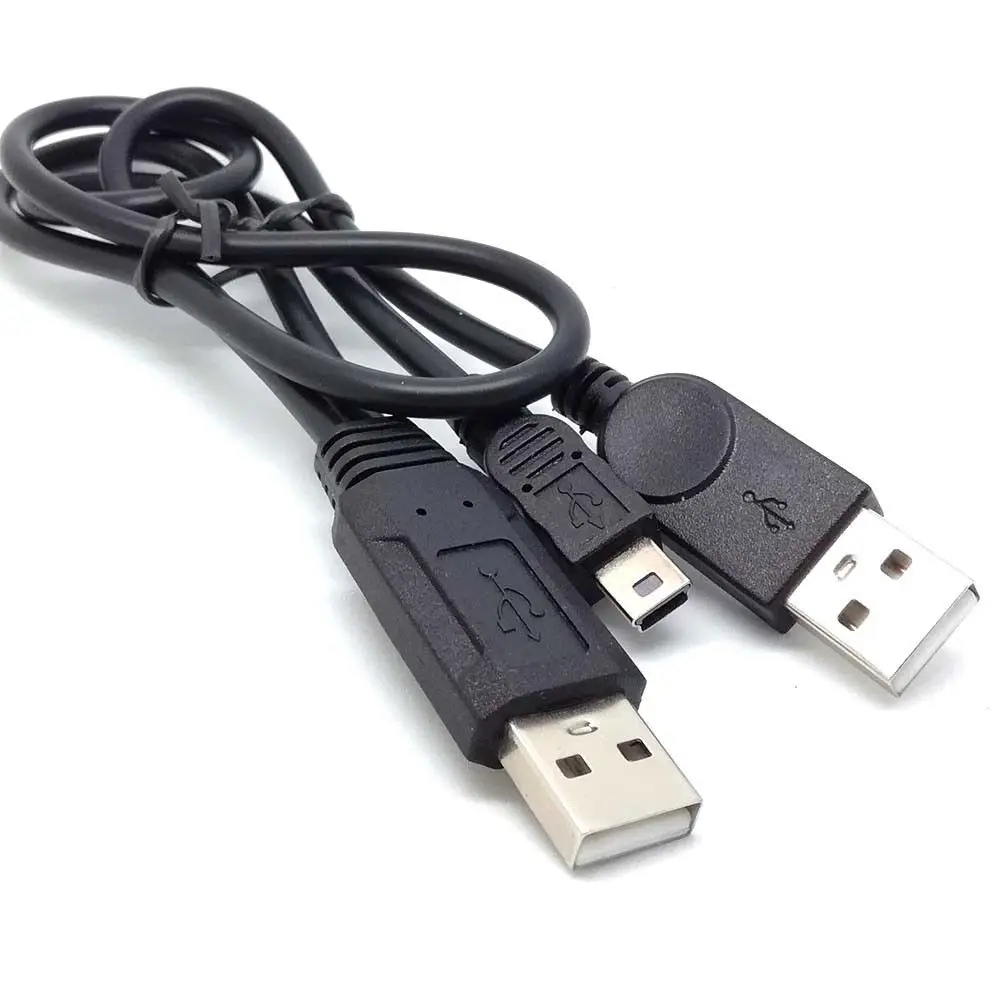 USB 2.0 A Male To A Male + Mini 5pin Male Data Power Y Cable CORD Adapter HDD Hard Drive Charger for Mp3 Mp4 Player Camera PHONE