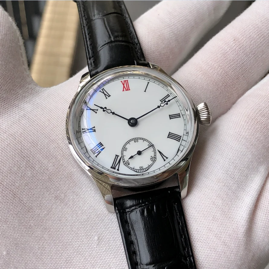 41mm  No Logo White Enamel Dial  ST3621 Watch Mechanical Wind Movement Spherical Crystal Pilot Men\'s Watches GR02-22