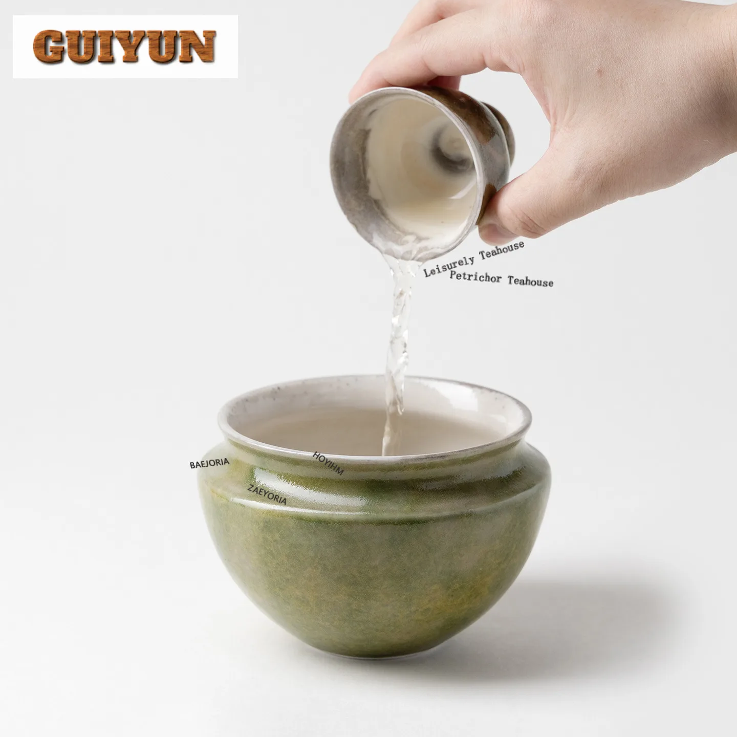 330ml Kiln Fambe Shino Green Jianshui Washing Cup Bowl Writing-brush Washer Tea Residue Barrel Chaxi Tableware Decoration Craft