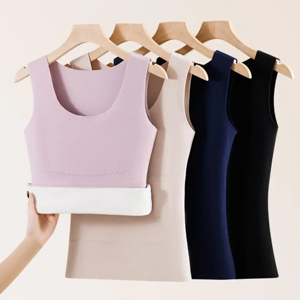Winter Women Thermal Double-sided Velvet Vest Seamless Velvet-lined Fast Temperature Lock Heating Slim Fit Elastic Sleeveless In