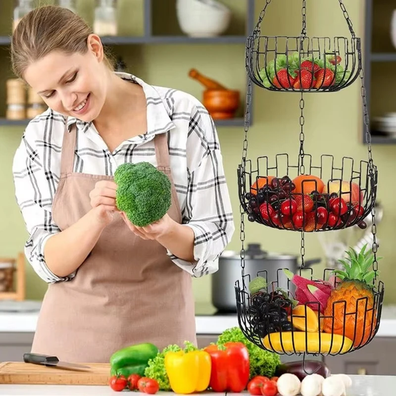 Fruit And Vegetable Basket Kitchen Fruit Basket Fruit Holder Snack Organizer Vegetable Storage Metal Basket For Kitchens