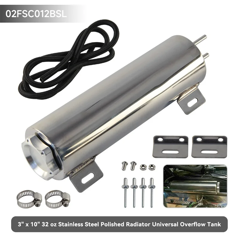 

Плетеный шланг AN4, серебряный переливный бак, фиксатор бутылки, радиатор из нержавеющей стали 3 x 10 дюймов