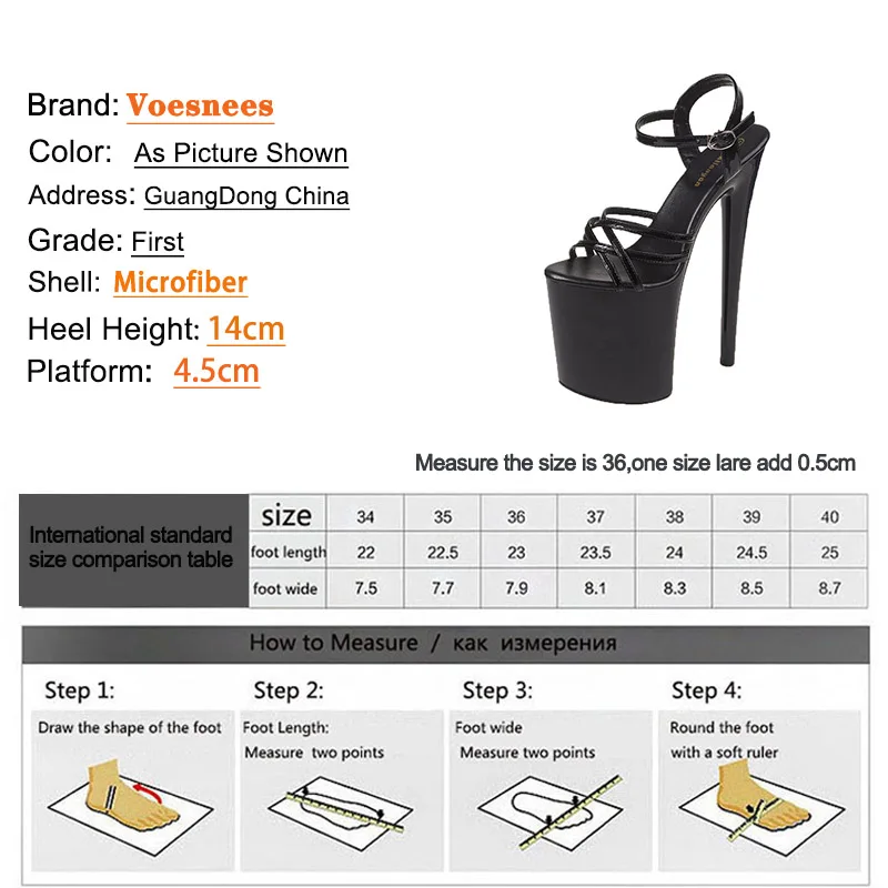 Fashion Runway Sexy Model High Heels 14CM Ankle Strap Buckle Platform Sandals Pole Dance Shoes Women Summer Narrow-band Pumps