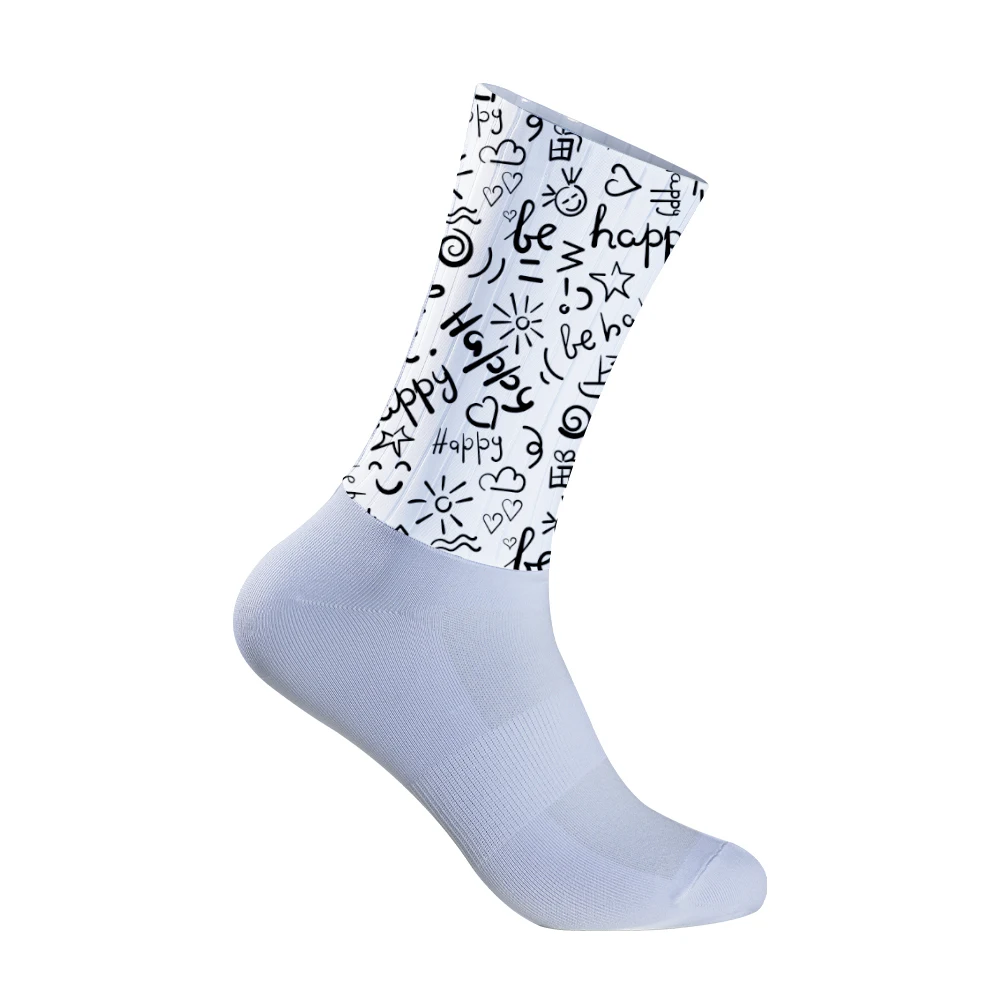 

​Unisex Cycling Socks Cartoon Graffiti Doodle Style Breathable Quick - Dry Moisture - Wicking Biking Socks for Men Women,