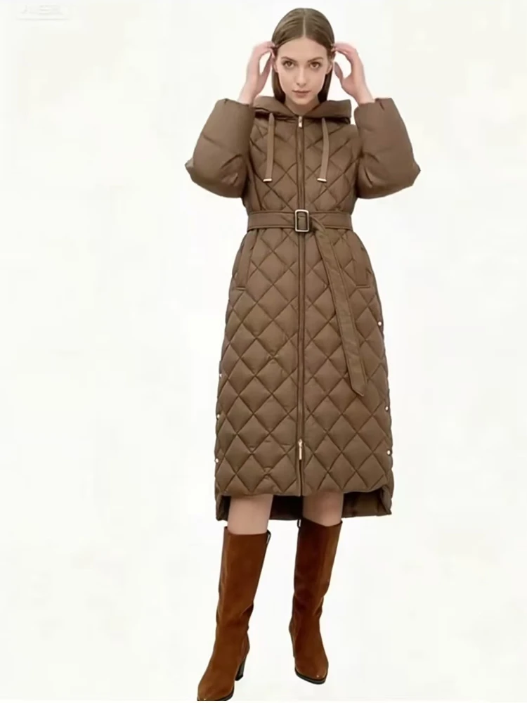 الدانتيل متابعة الخصر مقنعين منقوشة طويلة أسفل معطف للنساء ملابس خارجية جديدة خفيفة الوزن مبطن الستر الكورية شعبية الملابس النسائية