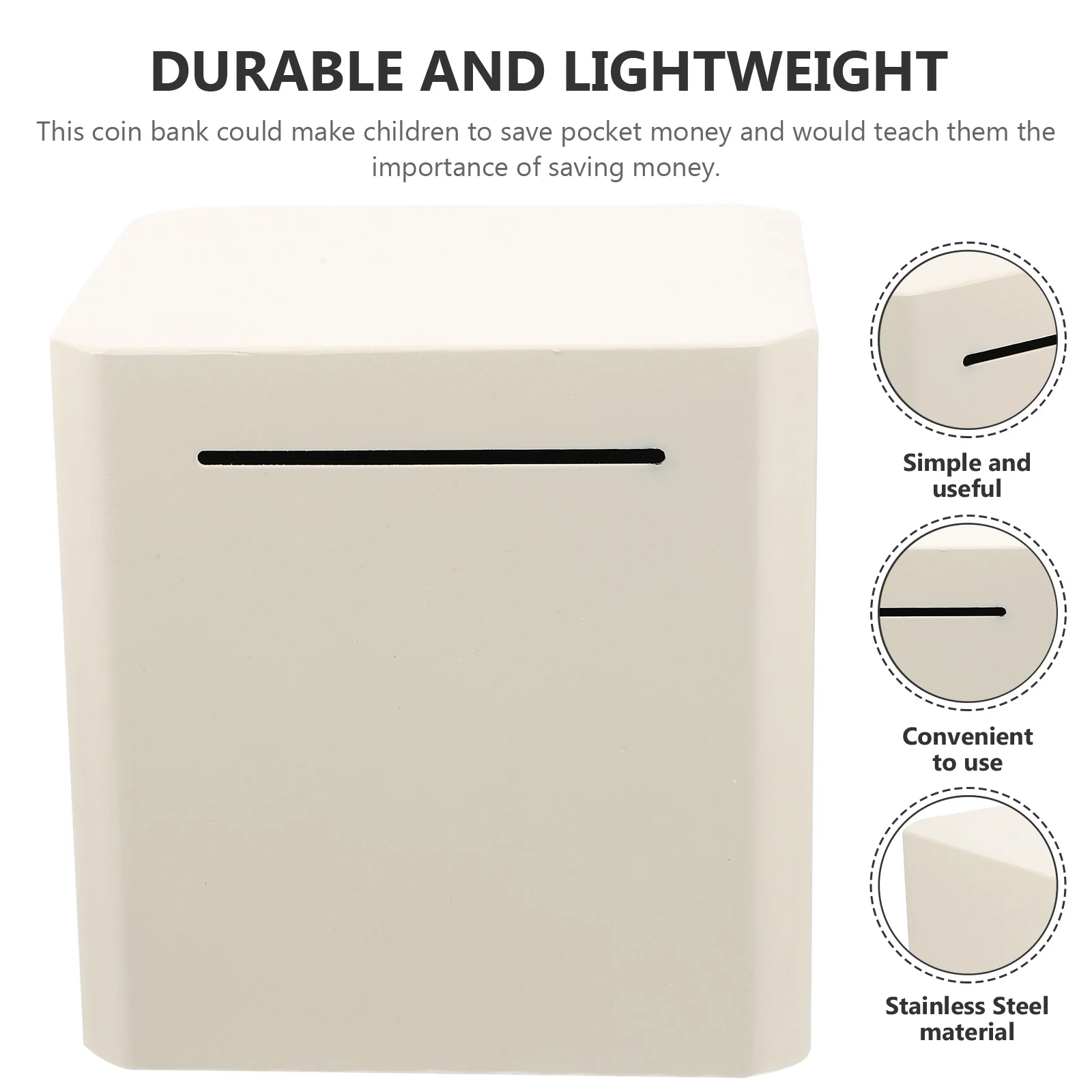 

1pc Stainless Steel Piggy Bank For Adults Money Saving Box Unopenable Cash Jar Large Capacity Coin Bank Gift Family Friends