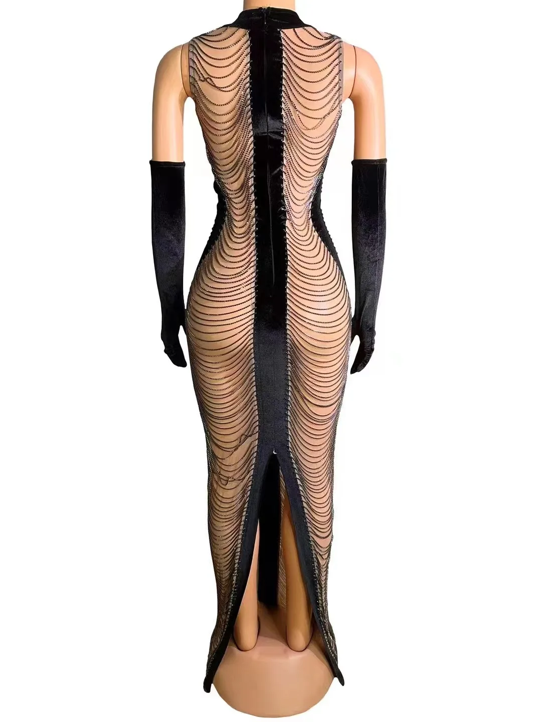 Luksusowa kryształowa suknia wieczorowa urodziny świętuj przezroczysta długa sukienka damska obcisła sukienka seksowna impreza sceniczna wieczorowa sukienka do sesji zdjęciowej