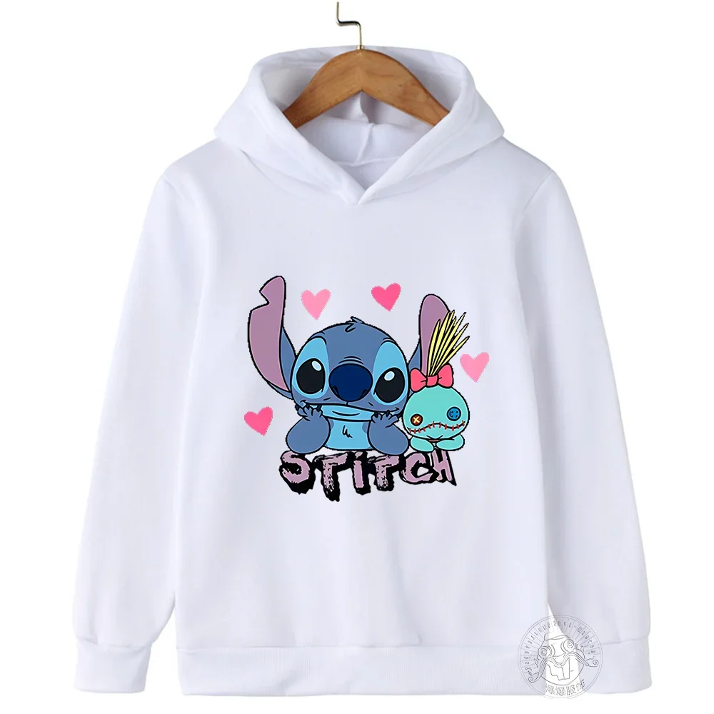 Disney Stitch Children's Street Fashion Hoodie 2-14 Years Old Boys Girls Tops Children's Sports Autumn Pullover Outdoor Sports