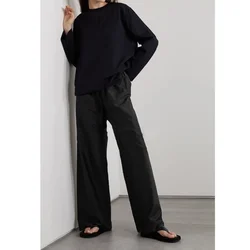 2023 Early Spring New Double-layer Cotton Poplin Classic Basic Casual Air Pants See-through Women Pants