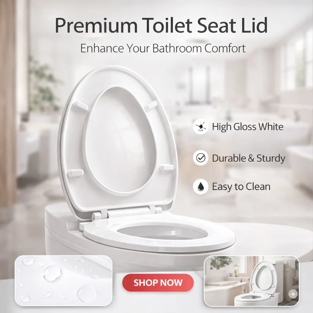 

Home Use Toilet Seat, Universal Plastic Replacement Toilet Lid, Easy Install for Bathroom Toilets
