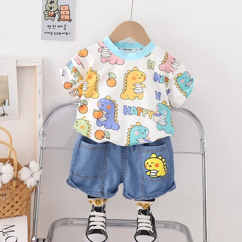 

New Summer Baby Girls Clothes Suit Children Boys Cartoon T-Shirt Shorts 2Pcs/Set Infant Clothing Toddler Costume Kids Tracksuits