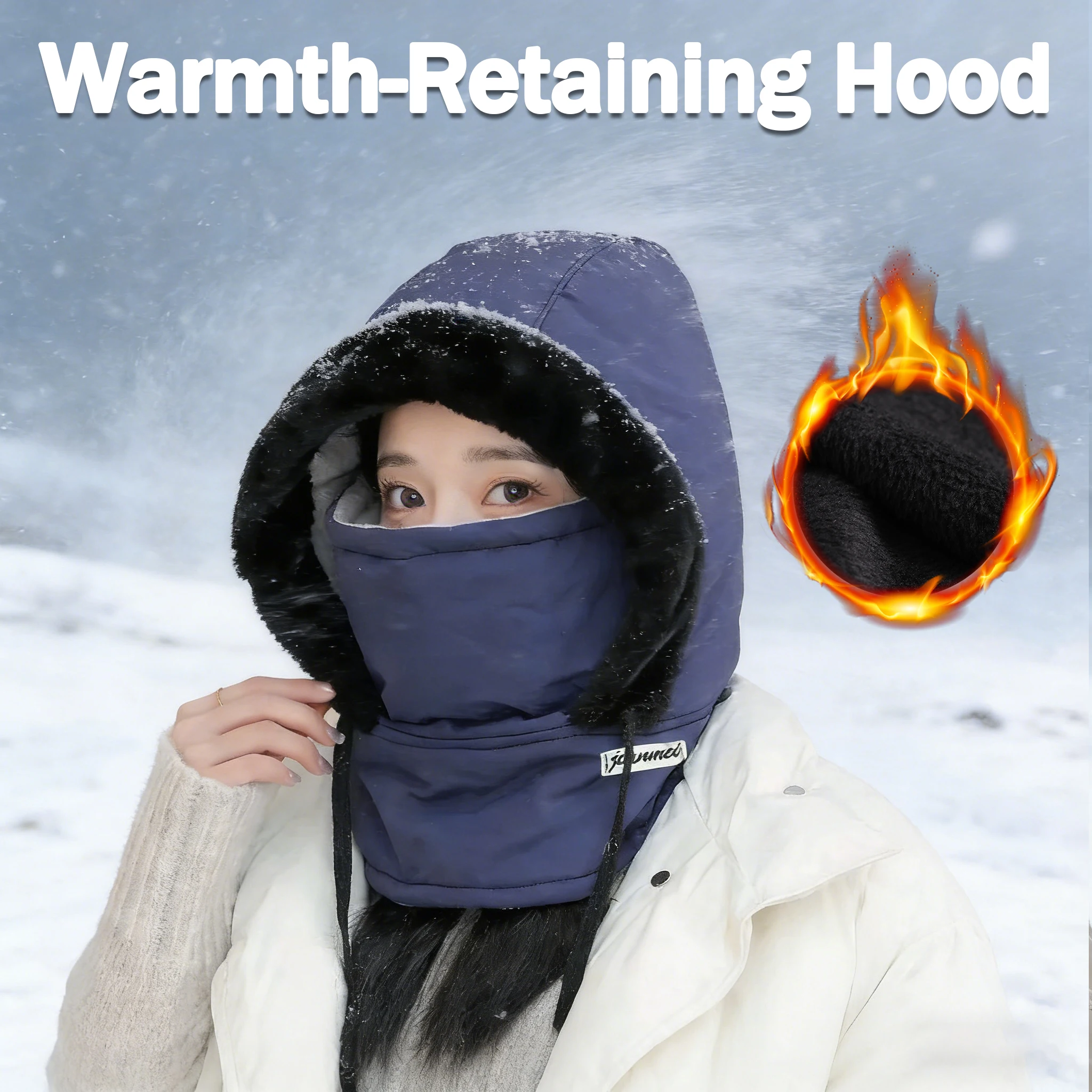 

Теплая зимняя балаклава с толстой подкладкой, ветрозащитная маска для лица с капюшоном для мужчин и женщин, для активного отдыха в холодную погоду