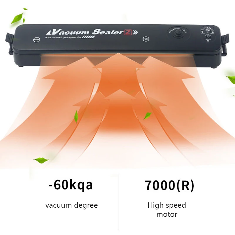 110V pakowarka uszczelniacz próżniowy domowego z bezpłatnym 10 szt. Torebki próżniowe czarnego jedzenia dla gospodarstw domowych uszczelniacz