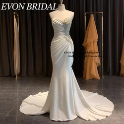 EVON BRIDAL Mermaid Wedding Dresses Strapless Beading Bridal Dress For Women Sweep Train 2024 Soft Satin 웨딩 스냅용 드레스 Custom Made