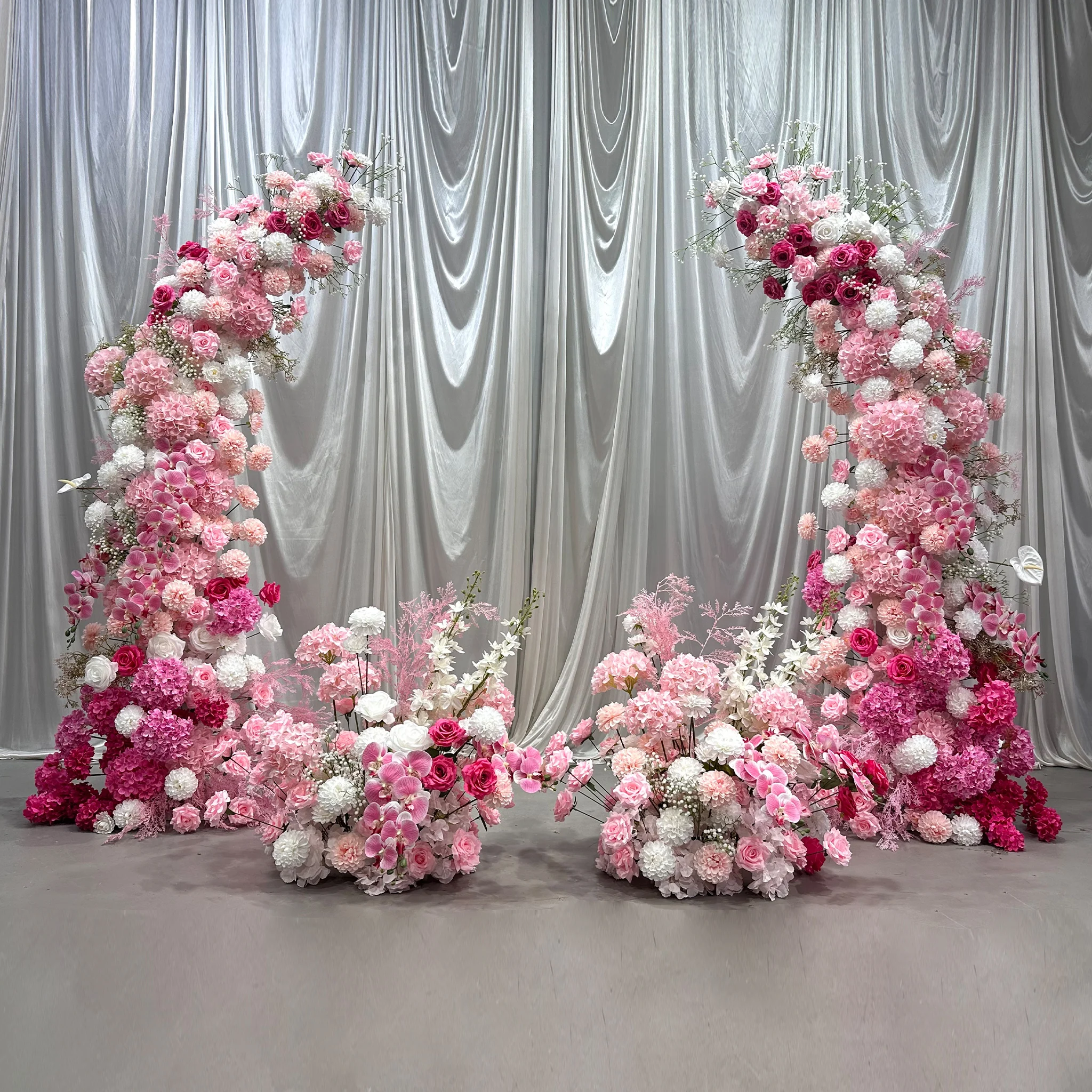 Handmade Colorful Silk Roses Wedding Horn Arch For Birthday Christmas Graduation Parties-Customizable Backdrop