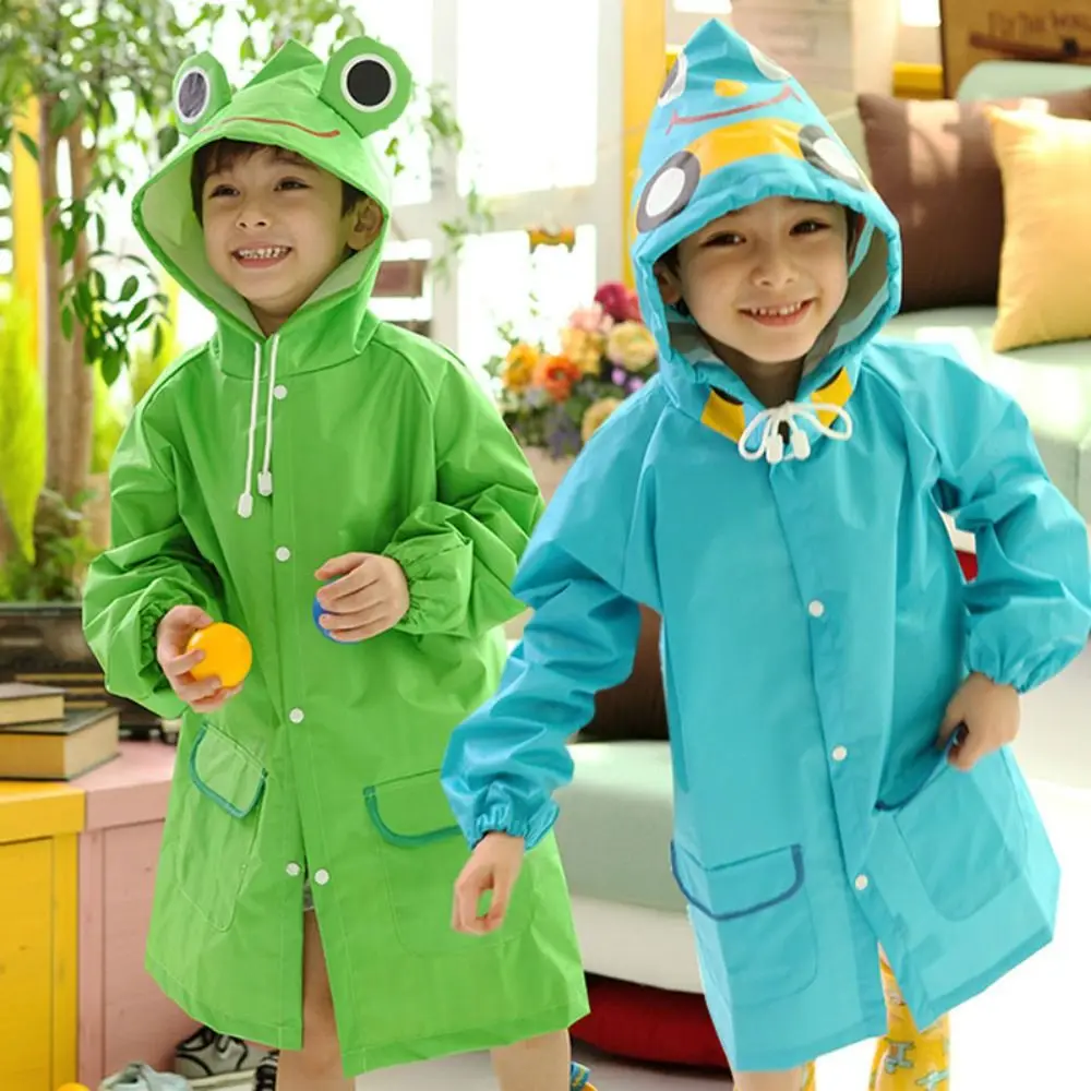 Cute Cartoon Animal Style Kids Raincoat with Hat Lovely Waterproof Children Rainwear Durable Kids Rain Gear Thick Fabric Poncho