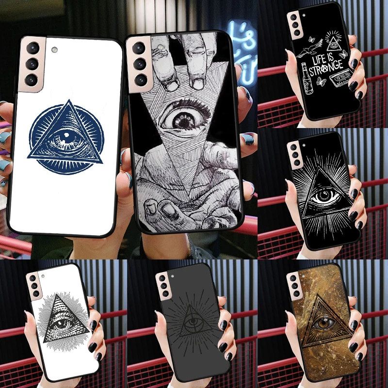 Illuminati Eye Occult Pyramid Case For Samsung Galaxy S23 S21 S22 Ultra S8 S9 S10 Note 10 Plus Note 20 Ultra S20 FE Cover