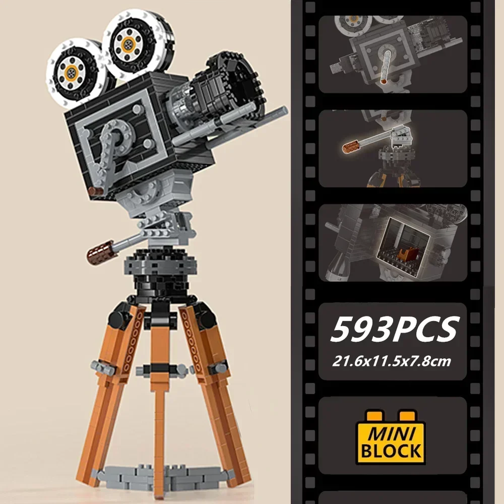 MOC-CineCamera Retro Movies Film Party Mini Gift Classic Creative Camera Strip Tribute Model Party Display Toy
